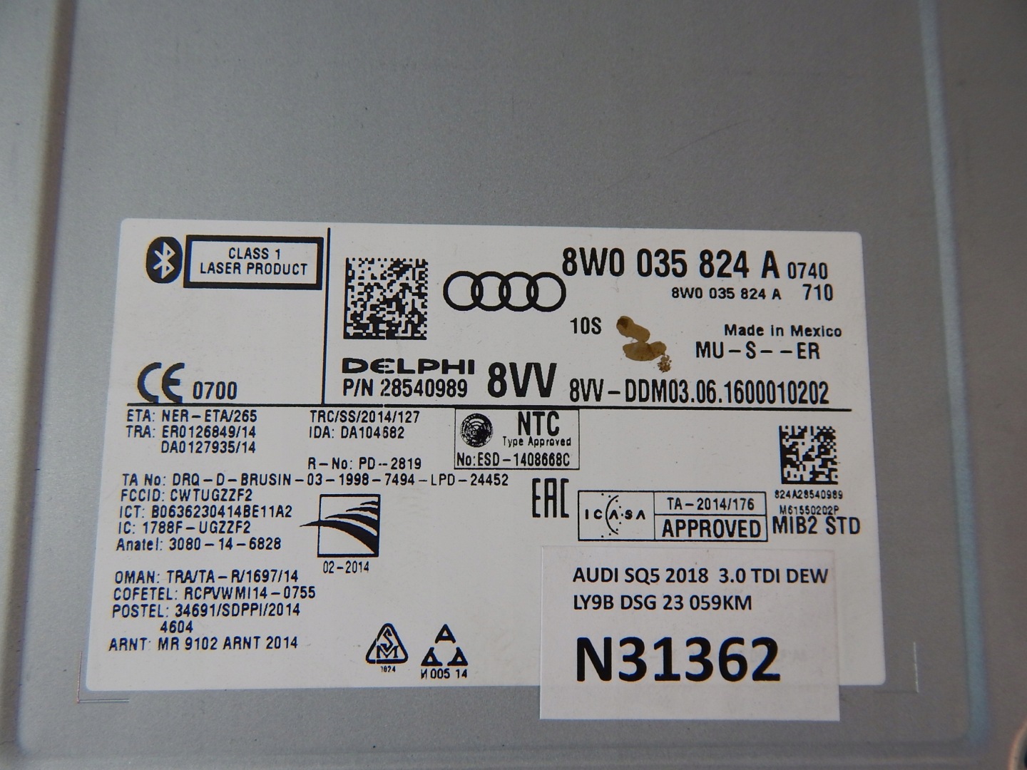 AUDI Q5 SQ5 II RADIO SD MULTIMEDIA 8W0035824A