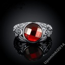 Серебряное обручальное кольцо с крупным рубином