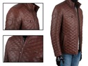 Hnedá Pánska kožená bunda prešívaná v kosoštvorcoch DORJAN ARM216 S Veľkosť S