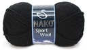 Пряжа NAKO SPORT WOOL 100г/120м шерсть 217 черная