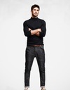 Элегантный тонкий мужской свитер с воротником из 100% хлопка, водолазка WXM, размер 3XL, черный
