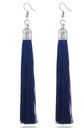 Темно-синие серьги с кисточками в стиле бохо, длинный висящий шлейф