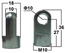 Рым-соединение 10 мм, резьба М10, длина 27 мм, толщина 10 мм.