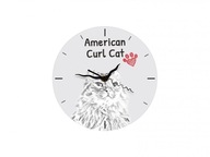 Mačka American curl Stojace hodiny s grafikou, MDF