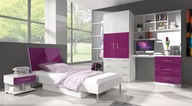 meble młodzieżowe RAJ 3 mini - z łóżkiem i stelażem - fioletowy polysk