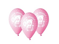 Balony na Roczek Moje 1 urodziny dziewczynki urodzinowe różowe 30cm 5 sztuk