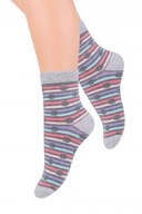 Ponožky bavlnené sivé pruhy a bodky 1-2 rokov