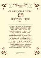 DIPLOM 25. výročie svadby darček A4 + OBÁLKA !!!