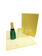 Fľaša šampanského, 3D pohľadnica, Gratulujem, Sviatok