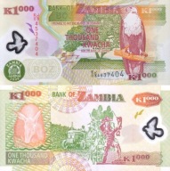 ~ Zambia 1000 Kwacha 2008 P-44f UNC SABN Orzeł