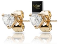 Złote Kolczyki Serduszka Furby Kr Swarovski Serca sztyft PUDEŁKO na prezent