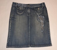 B711_ SPÓDNICA DŻINSOWA MINI/ HAFT 38/40