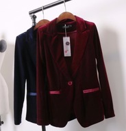 ŻAKIET WELUROWY MARYNARKA AKSAMIT WELWET GRANAT