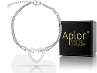 Bransoletka Ceramika Białe Serce Kr. Swarovski Serduszko PUDEŁKO łańcuszek