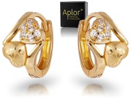 Złote Kolczyki Dwa Serca Kr. Swarovski PUDEŁKO na prezent sztyft kółka