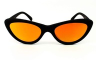Damskie Kocie Okulary Czarne Lustrzane Retro