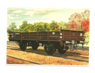 Pocztówka - Wagon kolejowy do przewozu kruszywa / Burki / kolej