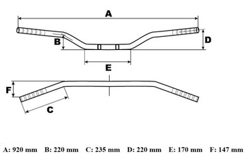 TRW MCL136SS Apehanger стальной руль, черный