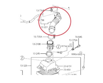ШЛАНГ ВОЗДУШНОГО ФИЛЬТРА MAZDA 323 PREMACY 1.8 2.0