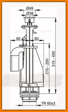 Универсальный сливной клапан для унитаза AlcaPLAST 3/6L A08A