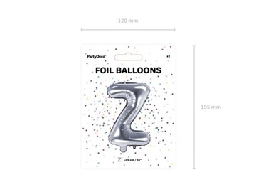Фольгированный шар Z, серебро, 35 см, 1 шт. FB2M-Z-018.