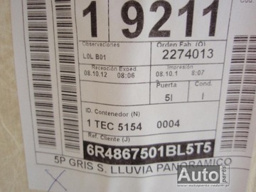 фото thumb №6, Ap стеля 6r4867501bl 5t5 vw polo 6r 6c 5 двері