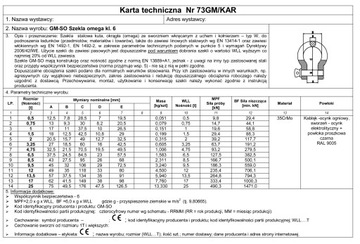 СЕКЛА ОМЕГА КЛАСС. 6 СЕРТИФИКАТ ОЦИНКОВАНИЯ 13,5Т - 1 ШТ.