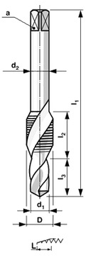 Gwintownik z wiertłem M5 HSS (Combination taps)