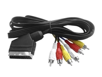 Kabel przewód Euro 21pin SCART - 6x RCA - 1,5 m