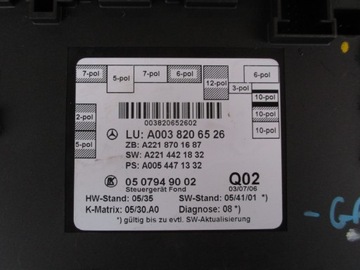 MERCEDES W221 MODUŁ DRZWI A0038206526