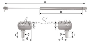 Siłownik gazowy szyby tylnej Fiat F100Dal F100Fin