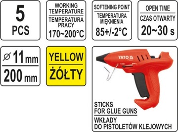 ГОРЯЧИЙ КЛЕЙНЫЙ ПИСТОЛЕТ 11,2X200 5ШТ ЖЕЛТЫЙ