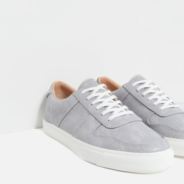 ZARA EMBOSSED GREY SNEAKER 41 Buty Trampki z BIAŁE