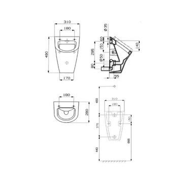 Писсуар ROCA A35364L000 сифонный бачок A5A9024C00