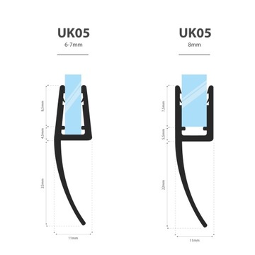 Уплотнитель для душевой кабины 190см 6 7 8 мм UK05