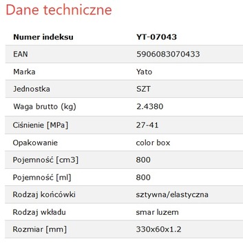 Smarownica ręczna 800ml Yato YT-07043