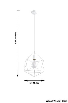 Lampa Wisząca ANVIL Sufitowa Biała Oprawa Zwis E27