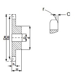 Цепное колесо 06B1 Z30, 3/8 дюйма, 30 закаленных зубьев.