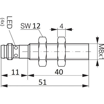 Czujnik Indukcyjny M8 NPN (NO) Sn-1 gniazdo G8