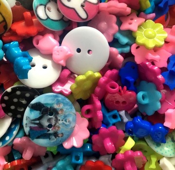 100 szt Guziki ozdobne MIX KREATYWNY plastikowe