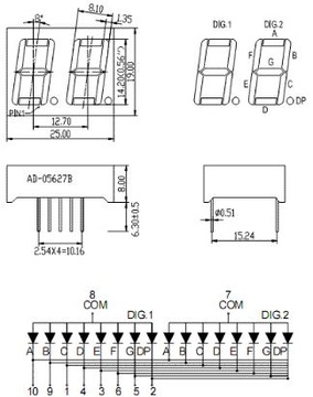 ART Новый светодиод 2 ЦИФРЫ 0.56