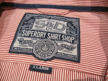 Рубашка SUPERDRY в красную полоску, хлопок *XL