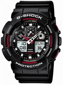 Черные спортивные мужские часы на ремешке Casio G-Shock GA-100 1A4ER + ГРАВИРОВКА