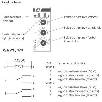 PRZEKAŹNIK CZASOWY 2P 2x4A AC/DC F&F PCU504UNI