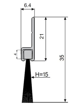 ЩЕТКА ДЛЯ УПЛОТНЕНИЯ ДВЕРЕЙ PROFIX H=15мм L=2м