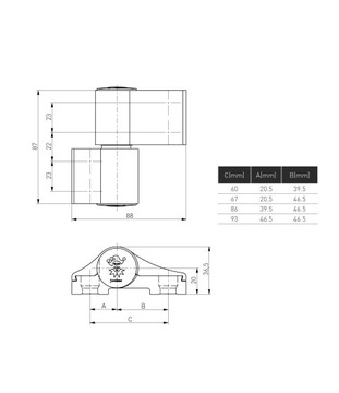 петля дверная 160кг АЛЮМИНИЙ 2-SK.67MM МАТОВЫЙ СЕРЕБРЯНЫЙ