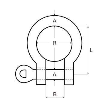 ШАКЕЛЬ OMEGA A4, НЕРЖАВЕЮЩАЯ НЕРЖАВЕЮЩАЯ INOX, кислотостойкая, 4 мм, 1 шт.