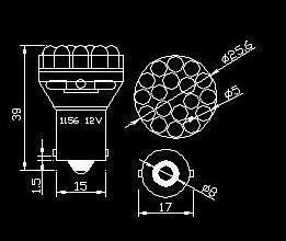 лампочка 24 светодиода Ba15s P21W заднего хода ДХО POWER