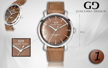 Мужские часы Giacomo Design GD09, РЕМЕШОК, 2 ДИЗАЙНА!