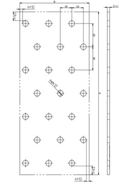 PP28 ПЕРФОРИРОВАННАЯ ПЛИТА ПЛОСКИЙ СОЕДИНИТЕЛЬ 40х200 10шт.